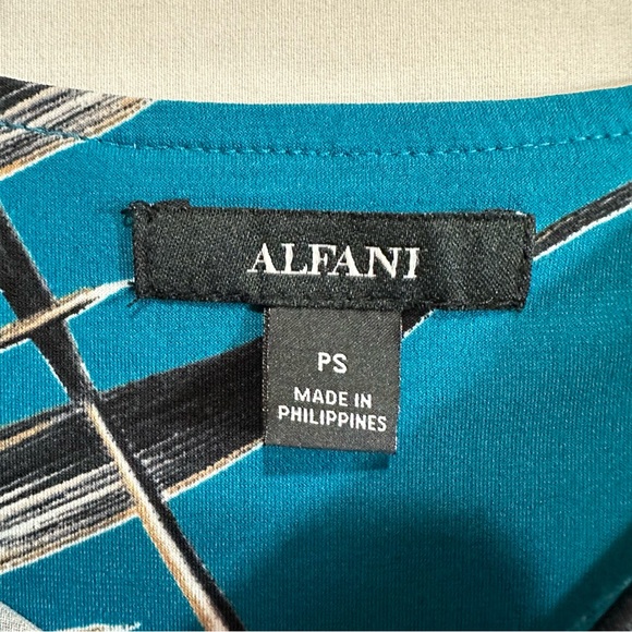 Alfani Womens Printed High Low Swing Tunic in Teal Petite Small - Picture 3 of 9